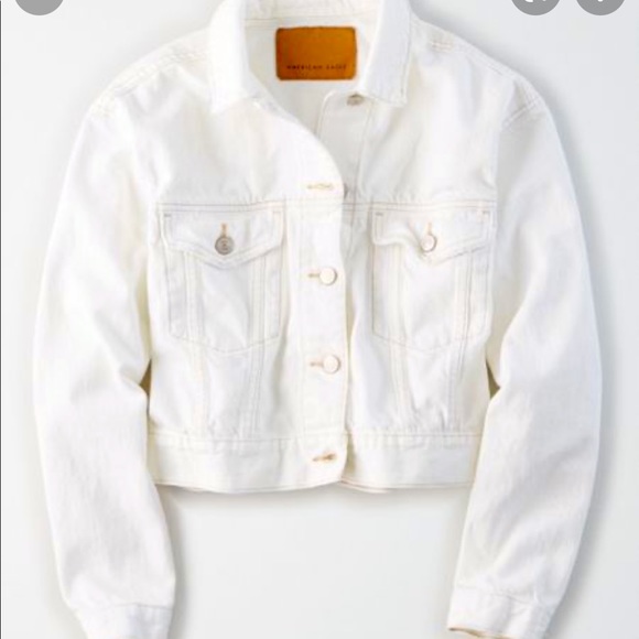 American Eagle | white denim crop jacket | NWOT